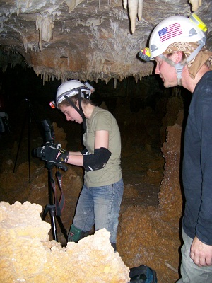 Bryant teaching Amy about cave photography